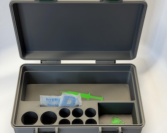 Estuche para almacenamiento de suministros de péptidos (con capacidad para hasta 4 viales de 10 ml o 10 viales de 3 ml, agujas, toallitas con alcohol y un espacio para un paquete de desecante)