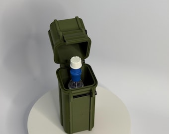 Vial de 30 ml preimpreso con estuche con pincho. Caja PREMIUM: ideal para el almacenamiento de agua bacteriostática Hospira con pincho (capacidad para 1 vial).