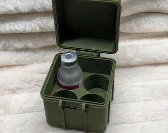 Pre Printed - 30ml Vial Case PREMIUM box - perfect for Hospira Bacteriostatic Water Storage - Matte Green - (holds 4 vials)