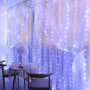 Christmas Lights Curtain Garland - 8 Modes LED Christmas Decorations, White, Warm White and Multicolor - Merry Christmas LED Curtain Lights