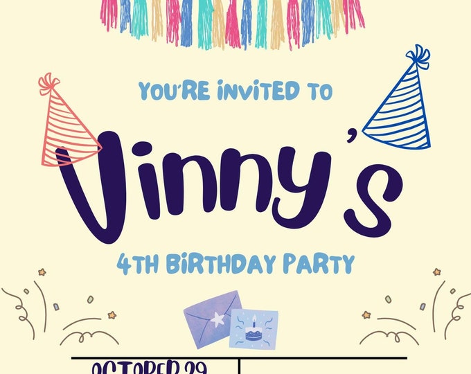 Kid #39 s Birthday Invite Childrens Birthday Invitation Birthday Party