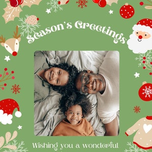 Wenskaart voor het seizoen | Vrolijke kerstkaart, afdrukbare feestelijke kaarten voor cadeaus of vakantiewensen met aangepaste fotolijst