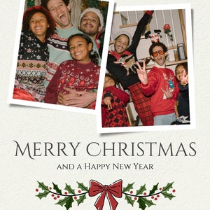 Vrolijke Kerstmis en Gelukkig Nieuwjaar Fotokaart | Kaart kerstwensen, afdrukbare feestelijke kaarten als cadeau Aangepaste fotolijsten Kaart voor de feestdagen