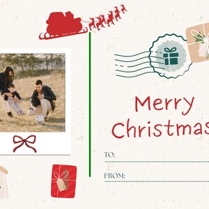 Cartolina di Buon Natale / Biglietto di auguri di Natale, biglietti festivi stampabili per regali o auguri di festa con cornice per foto