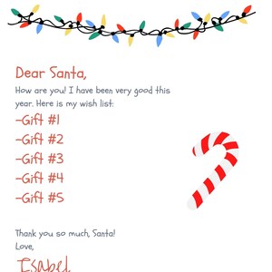 Weihnachtsmann Brief, Kinder Brief an Santa, Weihnachtswunschliste, Weihnachtswunschliste personalisierte druckbare Nordpol Liebesweihnachtsbrief Kinder