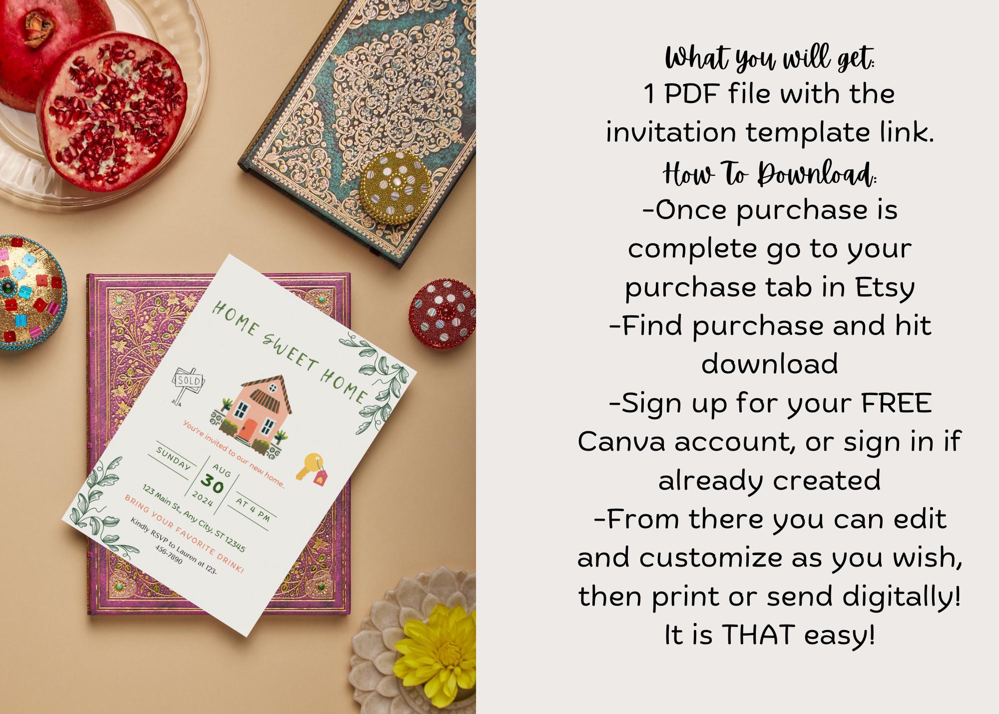 Housewarming Party Invitation New Home Party Printable Invite, Editable ...
