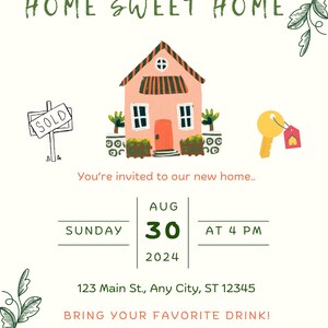 Housewarming Party Invitation | New Home Party Printable Invite ...