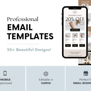 Customizable Email Newsletter Templates for Small Business Canva Templates Mobile-Optimized for Campaigns, Welcome Emails, and Newsletters