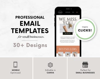 Professional Email Marketing Kit - Canva Template Set with 5 Full Designs - Business emails - Welcome Email - Newsletter email blast