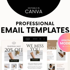 Email newsletter templates E-mail templates Email Marketing Campaign Canva Template MailChimp FloDesk Email design blast Editable