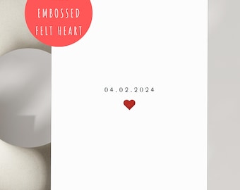 Personalized Anniversary Card: Embossed Heart, Custom Date