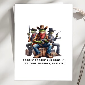Cowboy Frog Birthday Card | Funny Birthday Card | Frog Aesthetic Card | Cute Birthday Frog Card for him | Happy Birthday My Partner