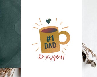 Number One Dad Card: Coffee Lover Father's Day Card