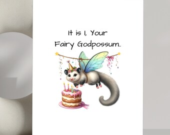 Funny Fairy GodPossum Birthday Greeting Card