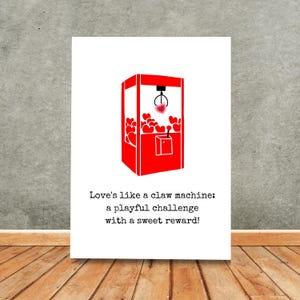Claw Machine Love Card | You&#39;re My Luck Card | Funny Anniversary Card | Happy Valentine&#39;s Day | Birthday Card for him | Love Card for her