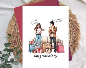 Funny Valentine's Day Card: Sarcastic Shopping Couple