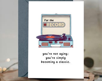 Funny Birthday Card: Classic Record Player Design (Digital Download)