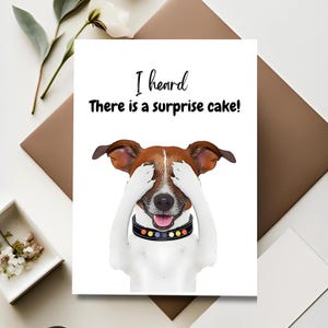 Dog Birthday Cake Card | Surprise Cake Dog Bday Card | Greeting Card From The Dog | Dog Lover Card | Card for Dog Dad | Card for Dog Mom