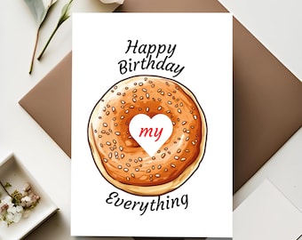 Bagel Pun Birthday Card: Foodie Anniversary, Valentine's Day