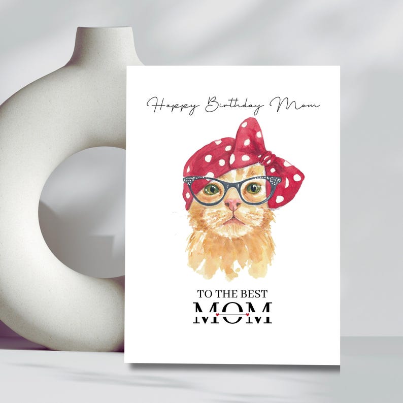 Funny Cat Mom Birthday Card | Happy Mother's Day Greeting - Etsy