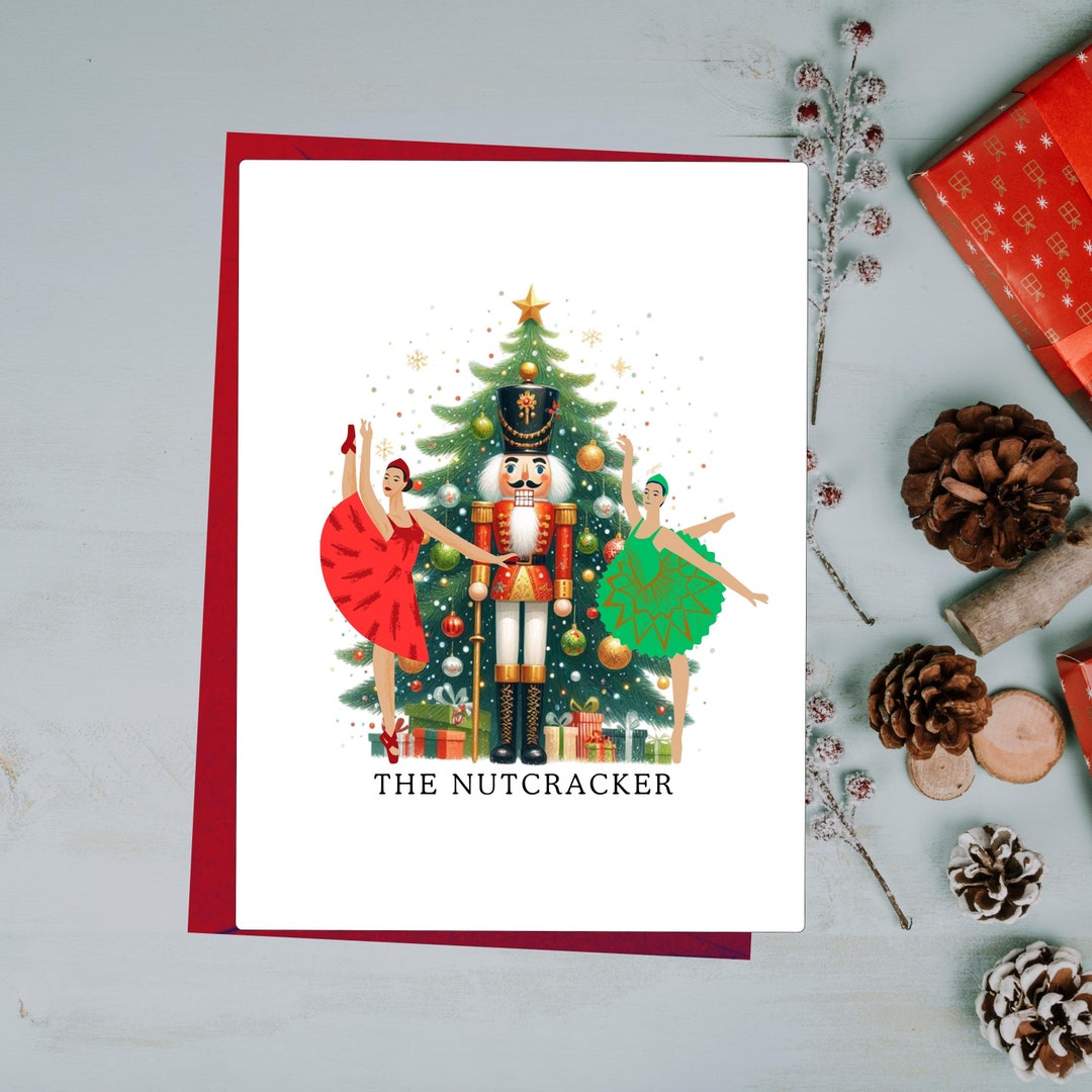 Nutcracker Christmas Card Ballerinas Holiday Greeting Etsy
