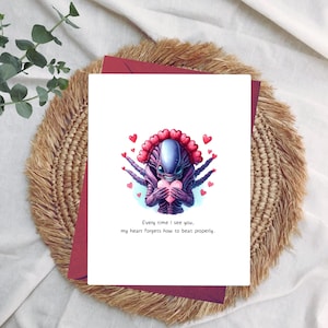 Funny Alien Love Card: Xenomorph Anniversary Card