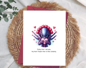 Funny Alien Love Card: Xenomorph Anniversary Card