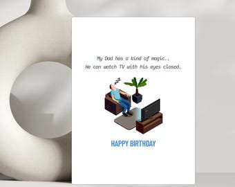 Funny TV Joke Father's Day Card: Sleeping Dad