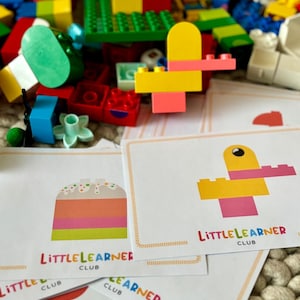bunte Duplo Baustartkarten, Duplo bauen, 15 Formen mit digitalen Duplokarten. Drucken und laminieren, lehrreich, Blöcke kombinieren