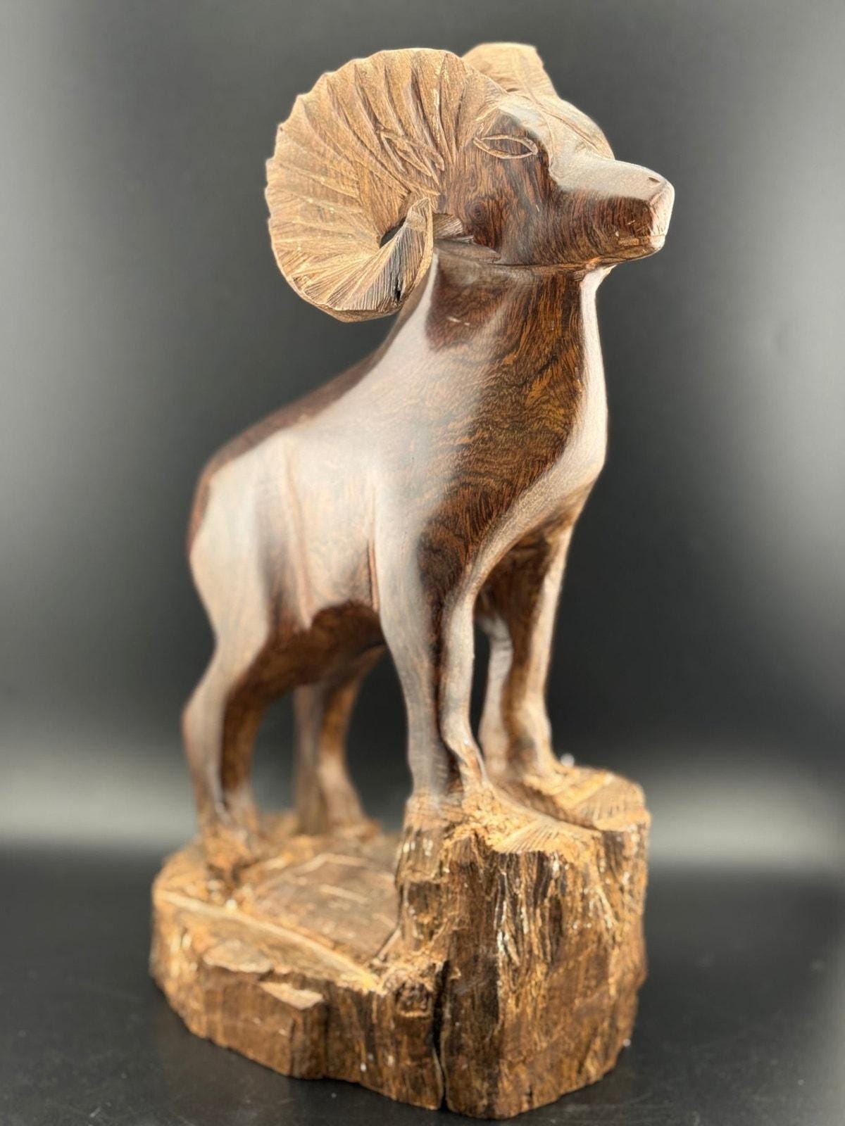 Vintage Ironwood Ram Sculpture