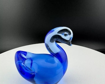 Cobalt Blue Glass Swan Figurine/Paperweight