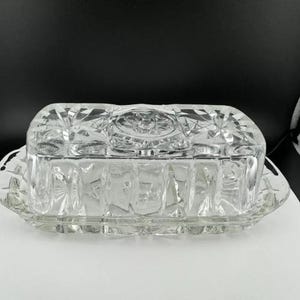 Vintage Anchor Hocking &quot;Star of David&quot; Glass Butter Dish