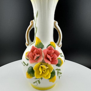 Vintage Porcelain Vase with Roses