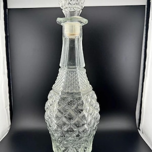 Vintage Clear Pressed Glass Decanter