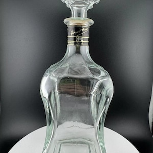 Vintage George Dickel No. 8 Clear Glass Bottle with Stopper Empty Bottle