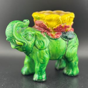 Kitschy Vintage Ceramic Elephant Planter
