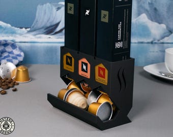 Elegante portacápsulas Nespresso para múltiples cajas: práctico dispensador de cápsulas de café que ahorra espacio.