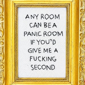 Panic Room (unframed) 4x6 hand embroidery made to order
