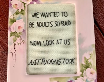Just look  -  framed hand embroidery 4x6