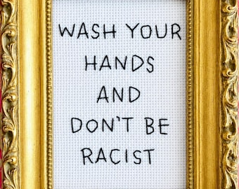 Wash Your Hands - (unframed) 4x6 hand embroidery made to order