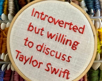 Introverted  - hand embroidery hoop art