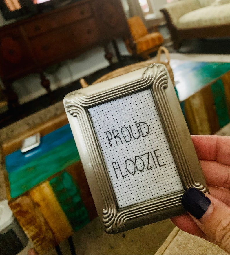 Proud floozie framed hand embroidery 2x3 image 1