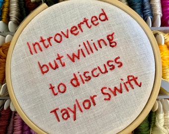 Introverted  - hand embroidery hoop art