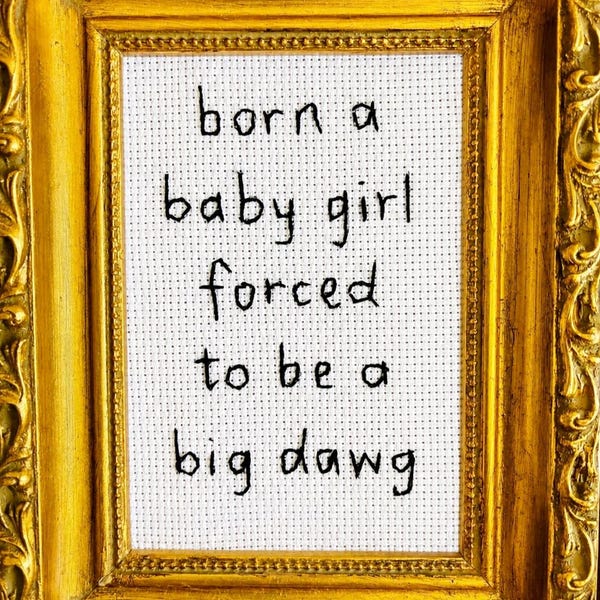 Big Dawg - (unframed) 4x6 hand embroidery made to order