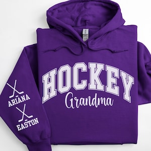 Custom Hockey Grandma Sweatshirt, Personalized Name Hockey Nana Hoodie, Hockey Season, Hockey Game Day, Gifts for Hockey Grandma, Ice Hockey
