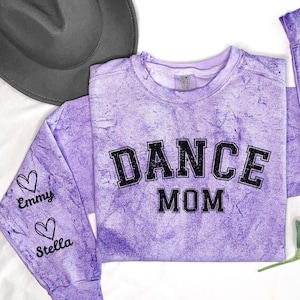Comfort Colors® Dance Mom Sweatshirt, Color Blast Personalized Crewneck, Custom Sleeve Dance Mom, Dance Mom Gift Idea, Dance Competition Mom