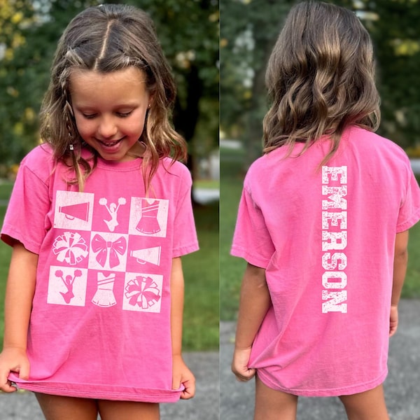 Custom Youth Cheerleader Tee, Girls Cheer Shirt, Game Day Spirit Shirt, Travel Cheer Team Gift, Cheer Camp, Kids Cheer Competition Tee