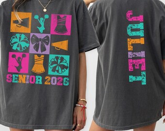 Custom Cheer Senior Comfort Colors® Shirt, Personalized Name Cheering Senior Mom Tee, Cheerleader Senior 2026 Shirt, Cheering Senior Gift