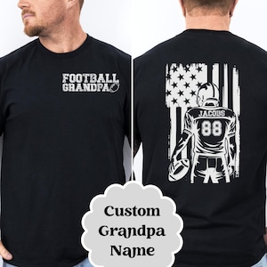 Personalized Football Grandpa Shirt, Custom Name and Number Football Papa Tee, Football Season, Football Game Day, Gift for Football Grandpa