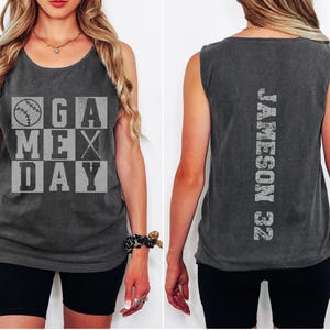 Comfort Colors® Baseball Game Day Tank Top, Baseball Mom, Personalized Women's Baseball Tank, Baseball Season, Custom Baseball Gifts for Her